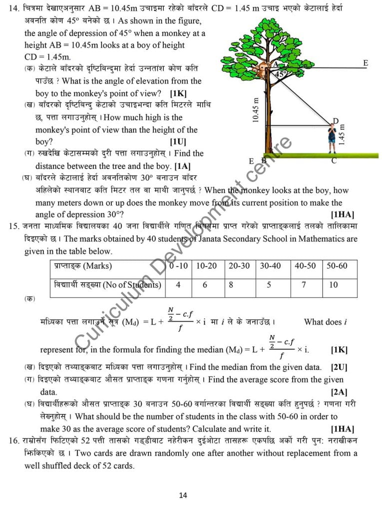 Class 10 (SEE) Math Model Question 2080 6